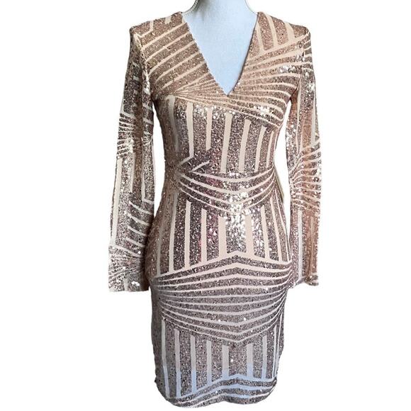 New Miss Ord Rose Gold Sequin Dress - Picture 1 of 4